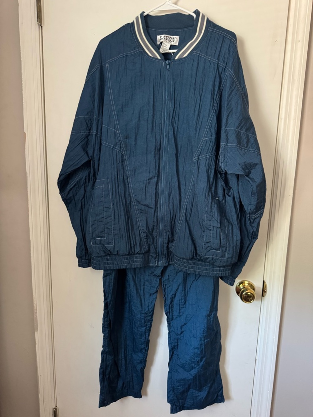 Vintage Lavon Sportswear Tracksuit Blue Striped Collar Women's Size Extra Large